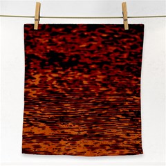 Red Waves Flow Series 2 Face Towel by DimitriosArt