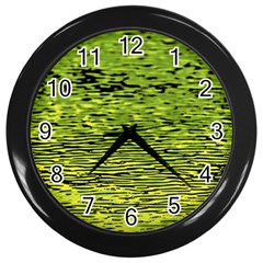 Green Waves Flow Series 1 Wall Clock (black) by DimitriosArt