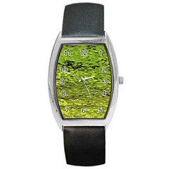 Green Waves Flow Series 1 Barrel Style Metal Watch by DimitriosArt