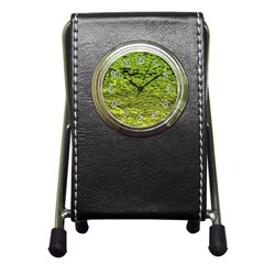 Green Waves Flow Series 1 Pen Holder Desk Clock by DimitriosArt