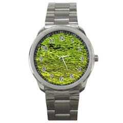 Green Waves Flow Series 1 Sport Metal Watch by DimitriosArt