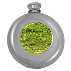 Green Waves Flow Series 1 Round Hip Flask (5 Oz) by DimitriosArt