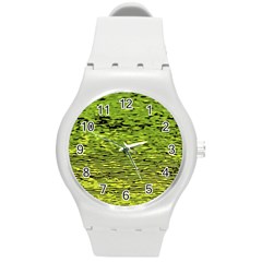 Green Waves Flow Series 1 Round Plastic Sport Watch (m) by DimitriosArt