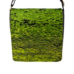 Green Waves Flow Series 1 Flap Closure Messenger Bag (l) by DimitriosArt