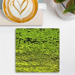 Green Waves Flow Series 1 Uv Print Square Tile Coaster  by DimitriosArt