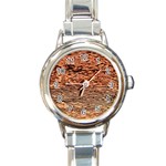 Orange  Waves Flow Series 1 Round Italian Charm Watch Front