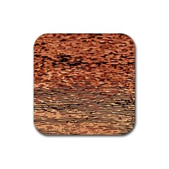 Orange  Waves Flow Series 1 Rubber Coaster (square) by DimitriosArt