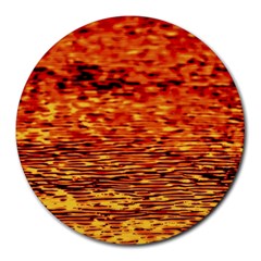 Red Waves Flow Series 2 Round Mousepads by DimitriosArt