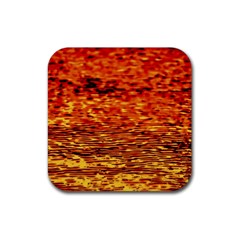 Red Waves Flow Series 2 Rubber Coaster (square) by DimitriosArt