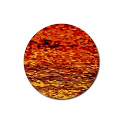 Red Waves Flow Series 2 Rubber Coaster (round) by DimitriosArt