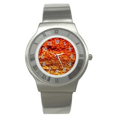 Red Waves Flow Series 2 Stainless Steel Watch by DimitriosArt