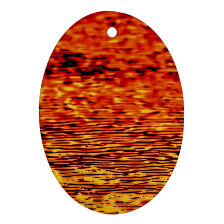 Red Waves Flow Series 2 Oval Ornament (Two Sides)