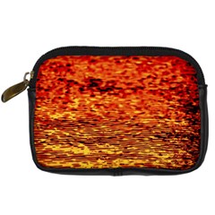 Red Waves Flow Series 2 Digital Camera Leather Case by DimitriosArt