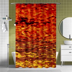 Red Waves Flow Series 2 Shower Curtain 48  X 72  (small)  by DimitriosArt