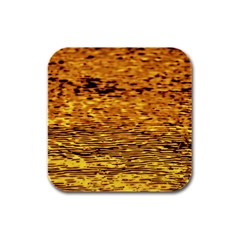 Gold Waves Flow Series 1 Rubber Square Coaster (4 Pack) by DimitriosArt