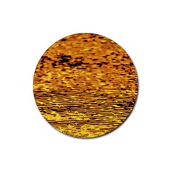 Gold Waves Flow Series 1 Rubber Coaster (round) by DimitriosArt