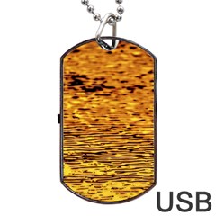 Gold Waves Flow Series 1 Dog Tag Usb Flash (one Side) by DimitriosArt