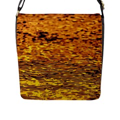 Gold Waves Flow Series 1 Flap Closure Messenger Bag (l) by DimitriosArt