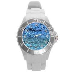 Blue Waves Flow Series 2 Round Plastic Sport Watch (l) by DimitriosArt