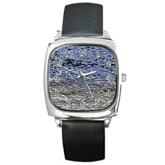 Silver Waves Flow Series 1 Square Metal Watch by DimitriosArt