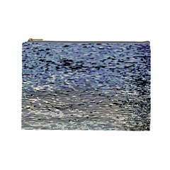 Silver Waves Flow Series 1 Cosmetic Bag (large) by DimitriosArt