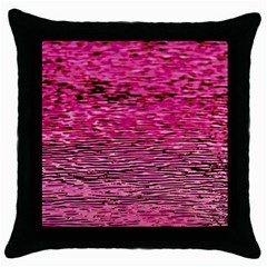 Pink  Waves Flow Series 1 Throw Pillow Case (black) by DimitriosArt