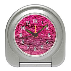 Pink  Waves Flow Series 1 Travel Alarm Clock by DimitriosArt