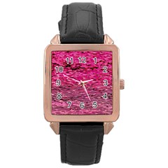 Pink  Waves Flow Series 1 Rose Gold Leather Watch  by DimitriosArt