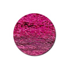 Pink  Waves Flow Series 1 Rubber Round Coaster (4 Pack) by DimitriosArt