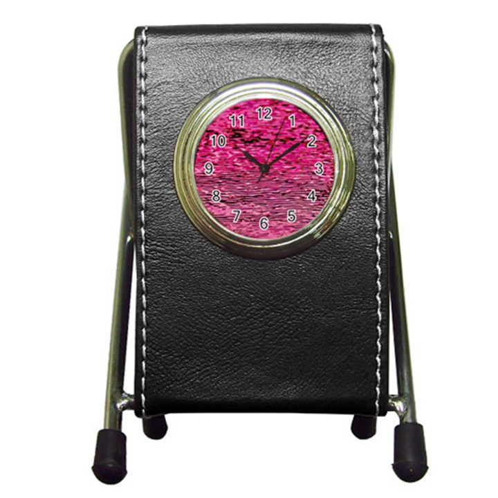 Pink  Waves Flow Series 1 Pen Holder Desk Clock