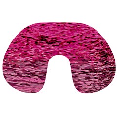 Pink  Waves Flow Series 1 Travel Neck Pillow by DimitriosArt