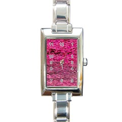 Pink  Waves Flow Series 1 Rectangle Italian Charm Watch by DimitriosArt