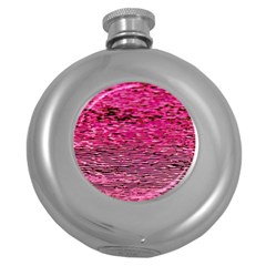 Pink  Waves Flow Series 1 Round Hip Flask (5 Oz) by DimitriosArt