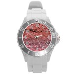 Pink  Waves Flow Series 2 Round Plastic Sport Watch (L) Front