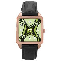 Abstract Pattern Geometric Backgrounds   Rose Gold Leather Watch  by Eskimos