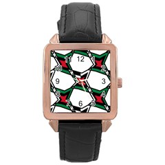 Abstract Pattern Geometric Backgrounds   Rose Gold Leather Watch  by Eskimos