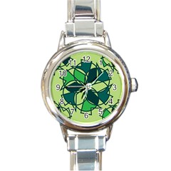 Abstract Pattern Geometric Backgrounds   Round Italian Charm Watch by Eskimos