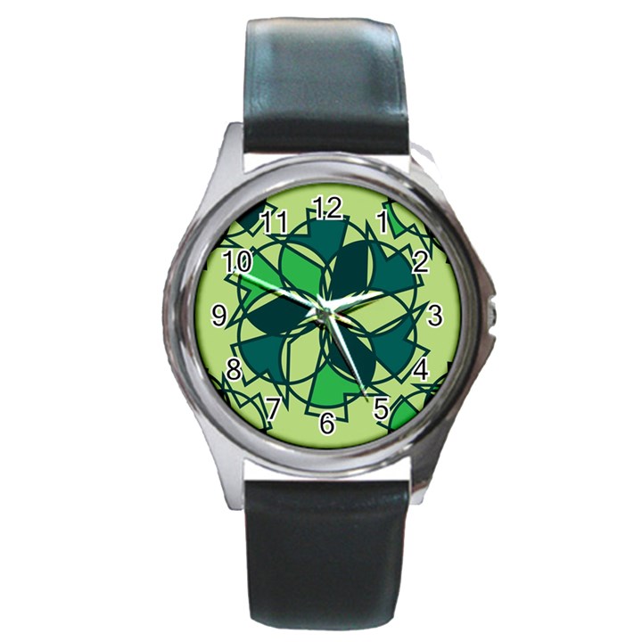 Abstract pattern geometric backgrounds   Round Metal Watch