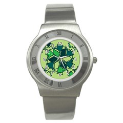 Abstract Pattern Geometric Backgrounds   Stainless Steel Watch by Eskimos