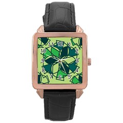 Abstract Pattern Geometric Backgrounds   Rose Gold Leather Watch  by Eskimos