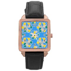 Abstract Pattern Geometric Backgrounds   Rose Gold Leather Watch  by Eskimos