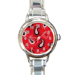 Floral Pattern Paisley Style Paisley Print   Round Italian Charm Watch by Eskimos