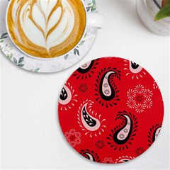 Floral Pattern Paisley Style Paisley Print   Uv Print Round Tile Coaster by Eskimos