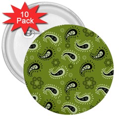 Floral Pattern Paisley Style Paisley Print   3  Buttons (10 Pack)  by Eskimos