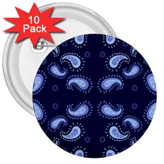 Floral Pattern Paisley Style Paisley Print   3  Buttons (10 Pack)  by Eskimos