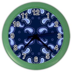 Floral Pattern Paisley Style Paisley Print   Color Wall Clock by Eskimos