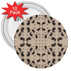 Floral Pattern Paisley Style Paisley Print   3  Buttons (10 Pack)  by Eskimos