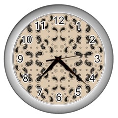 Floral Pattern Paisley Style Paisley Print   Wall Clock (silver) by Eskimos