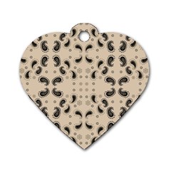 Floral Pattern Paisley Style Paisley Print   Dog Tag Heart (two Sides) by Eskimos