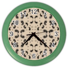 Floral Pattern Paisley Style Paisley Print   Color Wall Clock by Eskimos